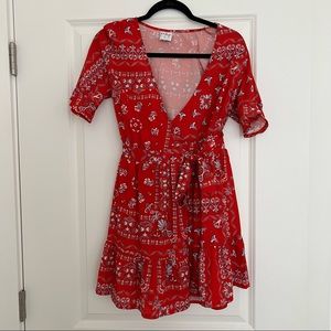 Princess Polly Red Floral Wrap Dress